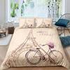 Pink Bicycle Duvet Cover For Girls Women Twin Full King Size,Roses Flower Bedding Set Bike Floral Green Leaves Comforter Cover