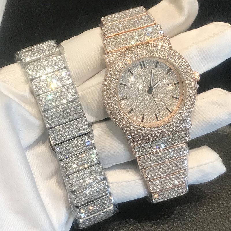 Orologio al Quarzo di Lusso 2026 Full Star: Stile Hip Hop con Intarsio di Diamanti e Cinturino in Acciaio per Uomini e Donne