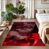 Anti‑Slip Crystal Velvet Floor Rug, Black Clover Design Carpet for Indoor Living Bedroom Home Decoration