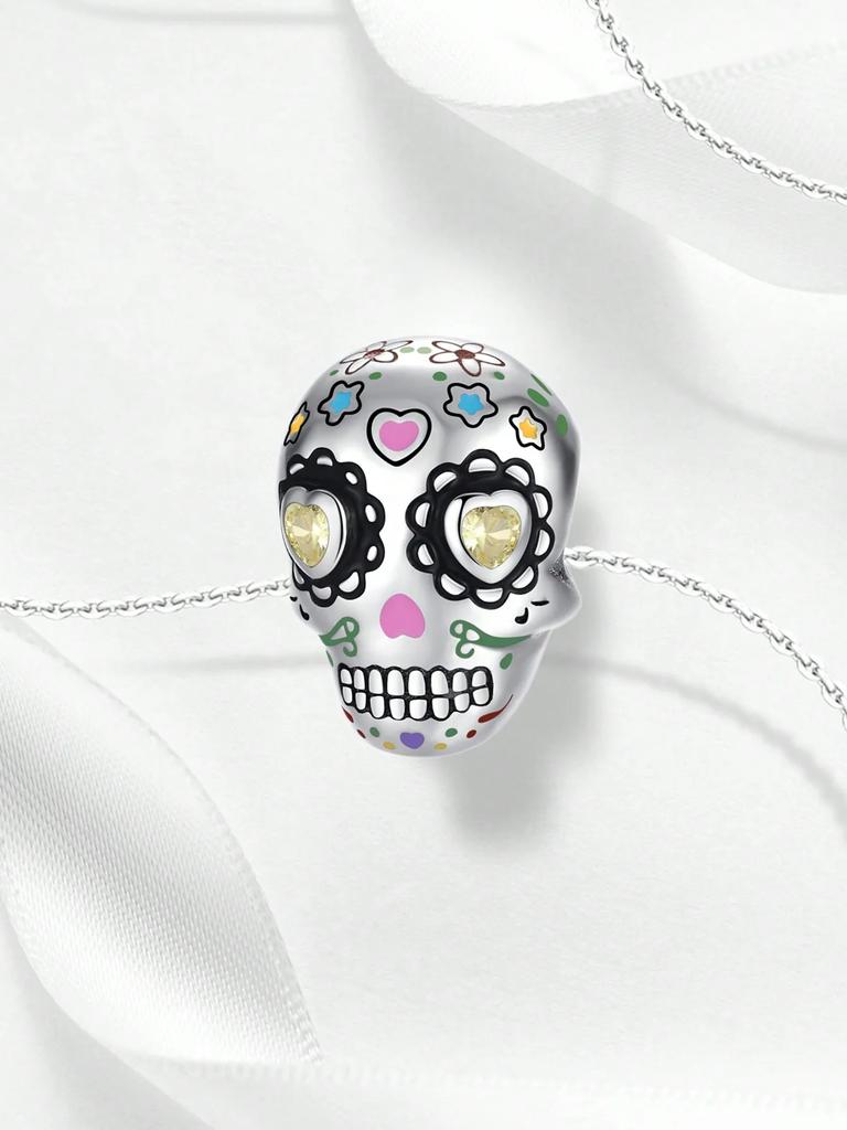 Charms Plata Copper Colors Halloween Skull Ghost Heartshaped Beads Pendant For Original Bracelet For Women Diy Jewelry Love Gift