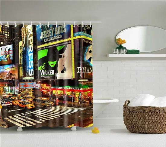 Decorative Oil Painting Printed Fabric Waterproof Polyester Shower Curtains For Bathroom With Hooks 180X180Cm