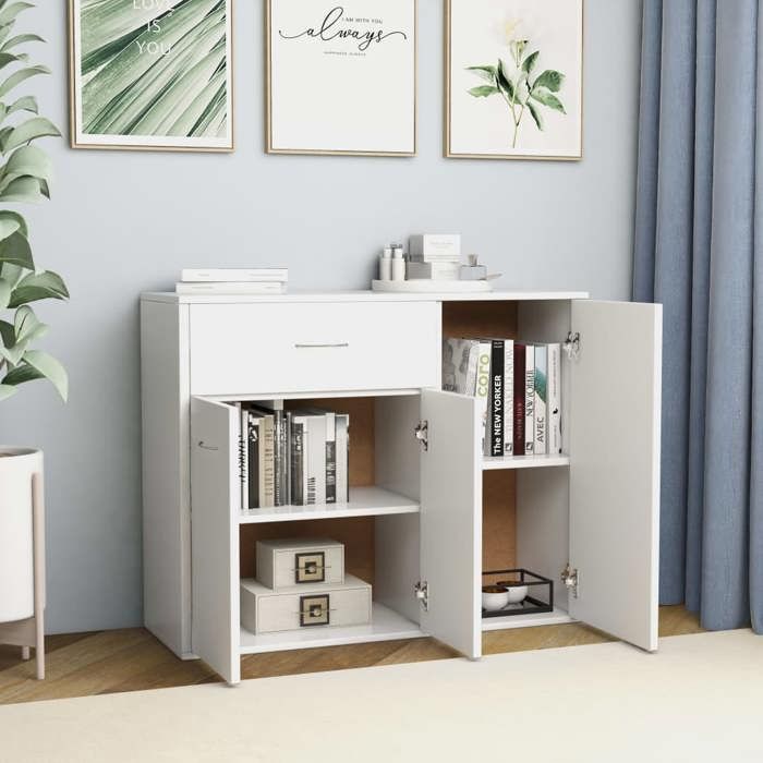 VidaXL Buffet Blanc 88x30x70 cm Aggloméré