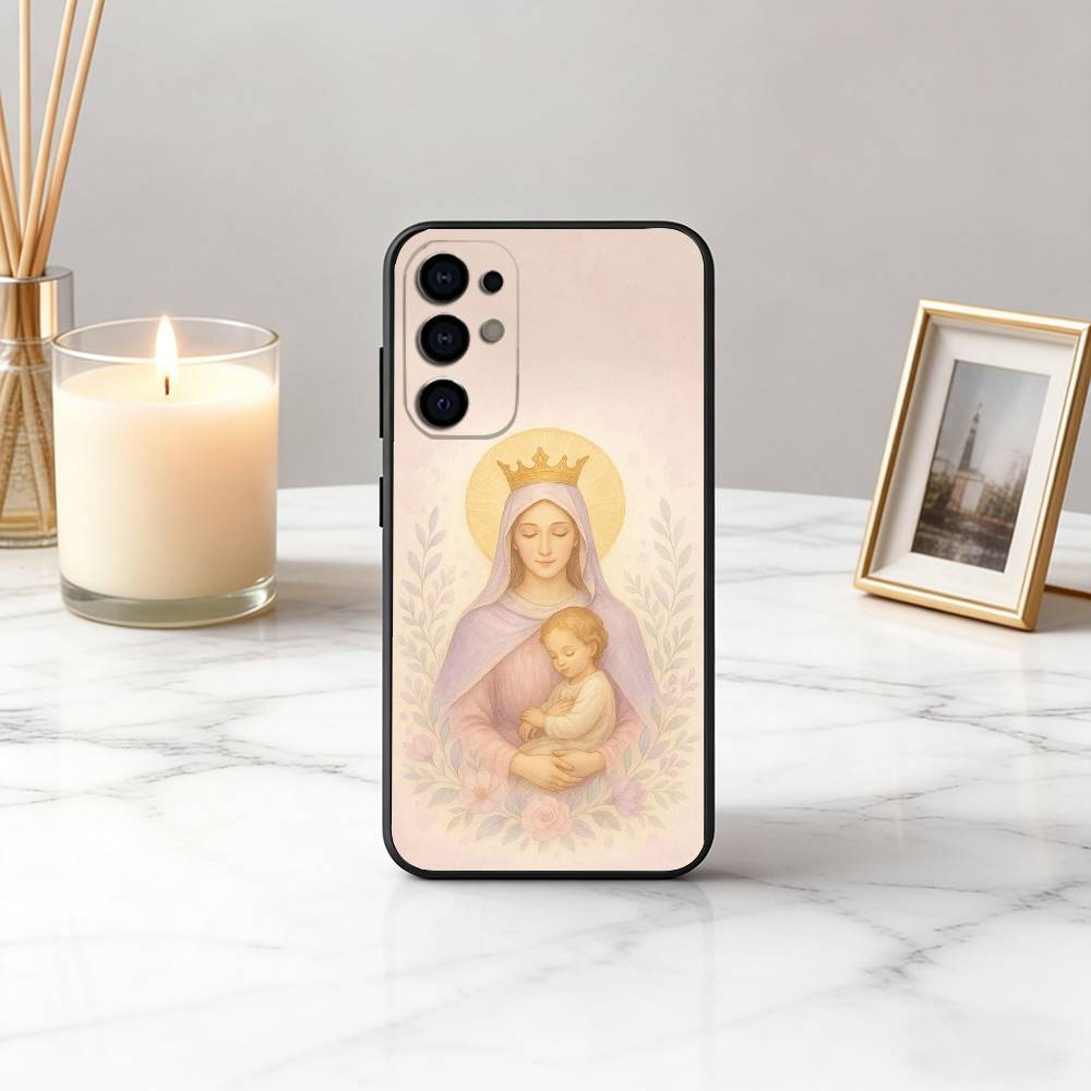 

Kind B-Blessed V-Virgin M-Mary Phone Case Black Silicone Soft For Samsung S25,S24,S21,S22,S23,S30,Ultra,S20,Plus,Fe,Lite Samsung S21fe