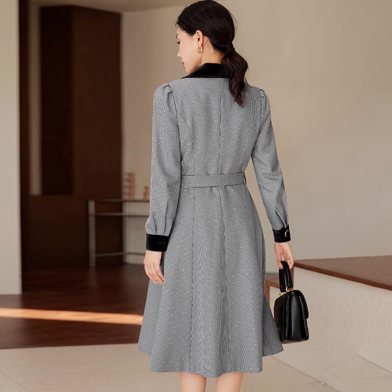 Women's Houndstooth Trench Coat