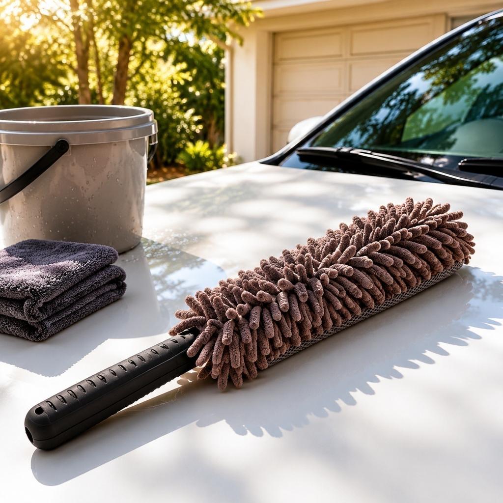 Car Cleaning Dust Brush Microfiber Chenille Car Duster with Ergonomic Handle for Interior and Exterior Dust Removal and Cleaning