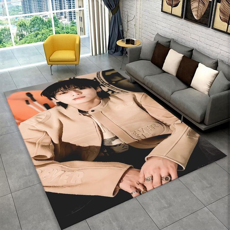Famous B-BTS Jeon Jung Kook JK Kpop Non-Slip Area Rug for Living Room,Bedroom,Playroom,Carpet Floor Mat Home Decor Rug Kids Room