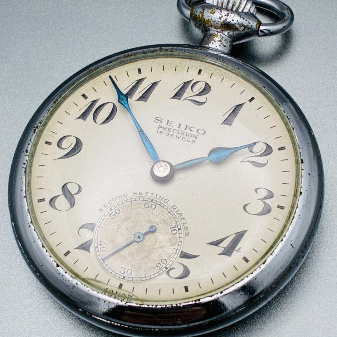 Used [In operation] Seiko Railway Watch 19 Seiko 1966 National Railways 15 jewels Blue Hand Pocket Watch