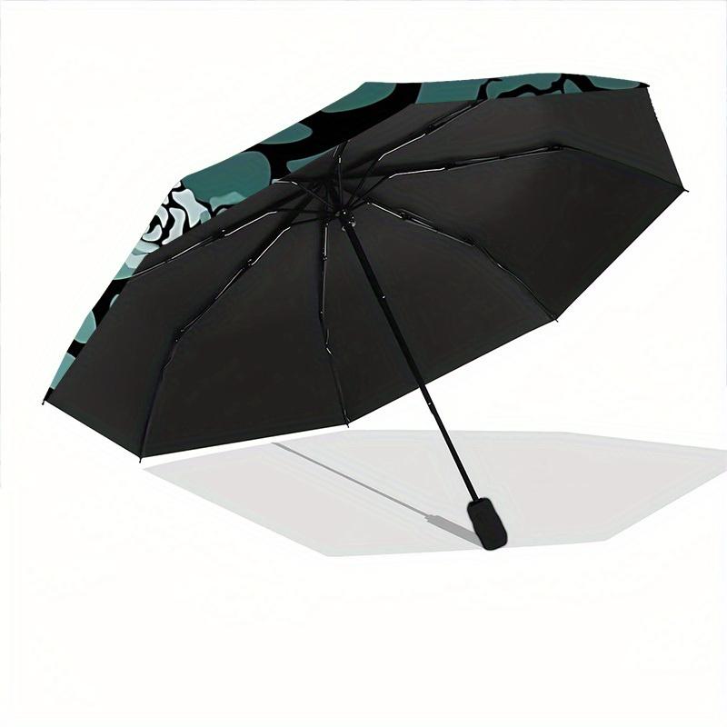 1pc Rose Pattern Automatic Umbrella High Quality Canopy, Portable Folding Umbrella With, Ideal Gift for - Travel, Everyday, Formal Events, Stylish Acc