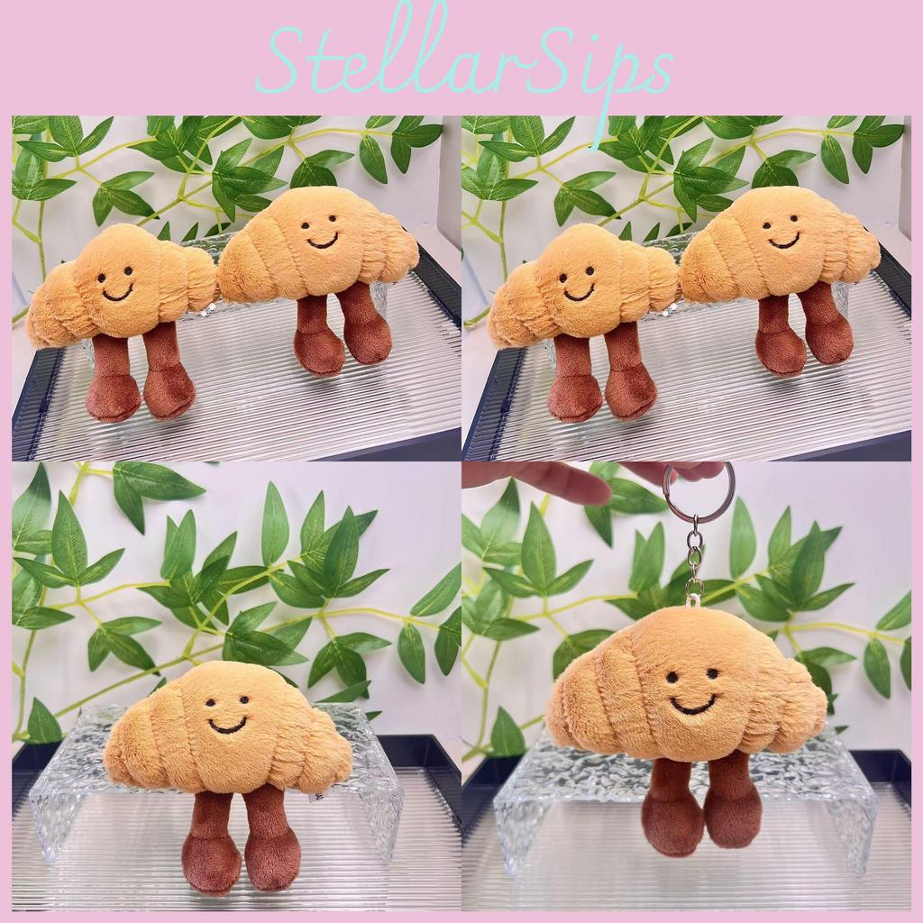 Adorable Croissant Plush Keychain Cute Food Shaped Hanging Doll Gift For Kids