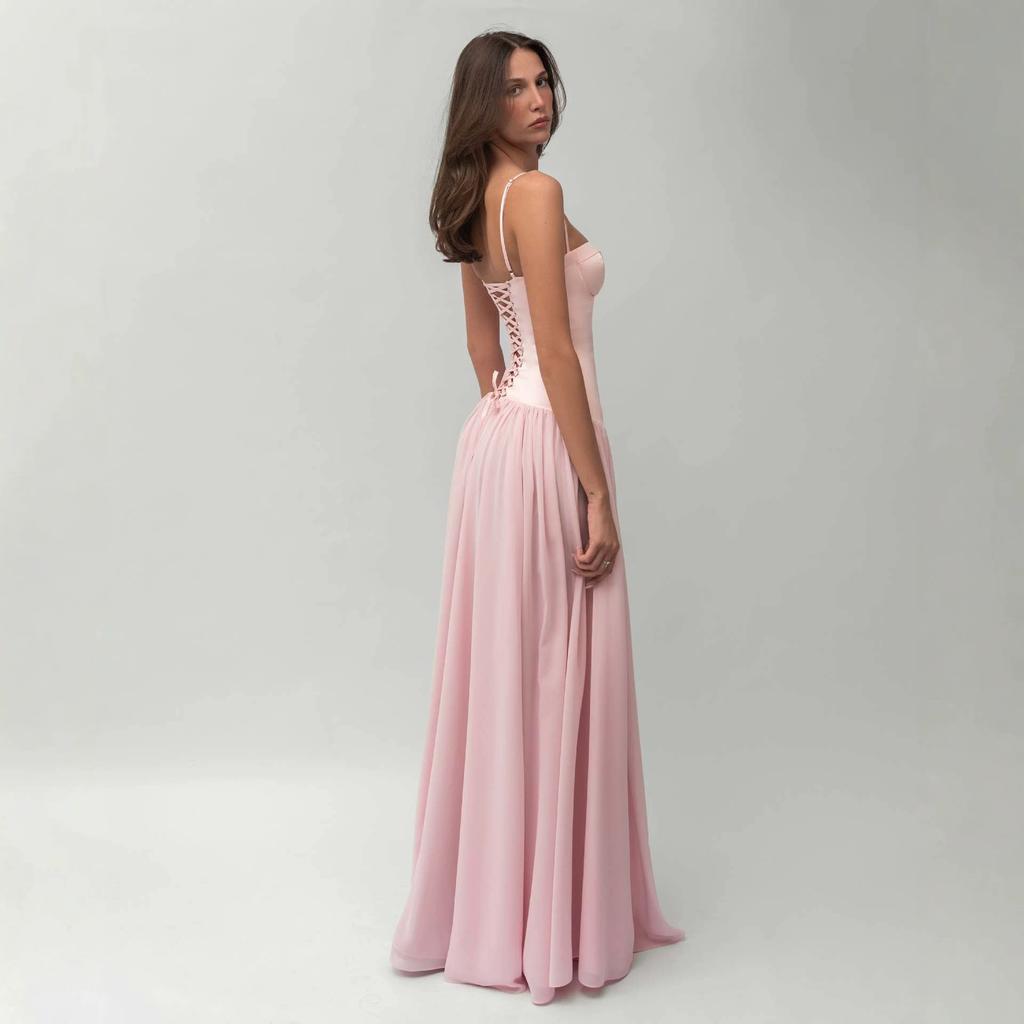Spot commercio estero esplosione rosa vestito con bretelle femminile sexy top a tubo vita abito da banchetto vestito lungo