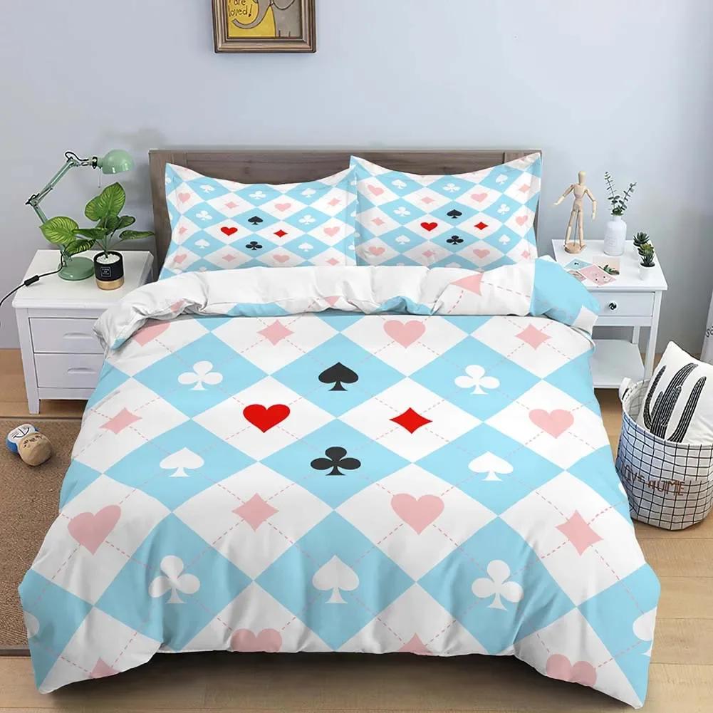 Comforter Poker Queen Modern Card Game Bedding Set Gamer Playing Comforter Gambling Athletics Polyester S