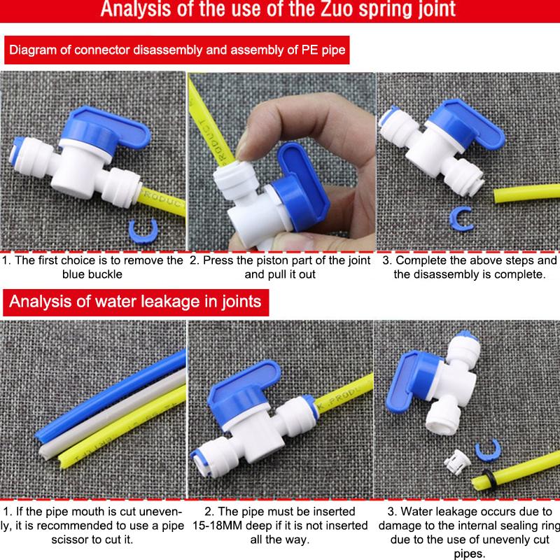 1/2 Thread To 1/4 3/8 Quick Connect Water Purifier Diverter Valve Ro Feed Ball Valve For Ro Water Filter System Home Kitchen