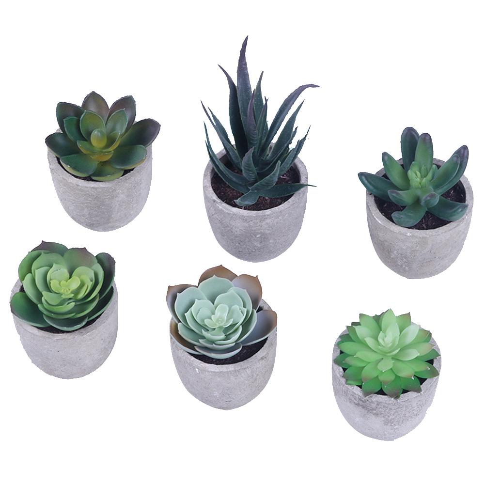 6 Pcs Artifical  Succulents  Potted  Plants Realistic Simulation Plants Practical Home Office Desk Ornaments For Indoor Outdoor Decoration