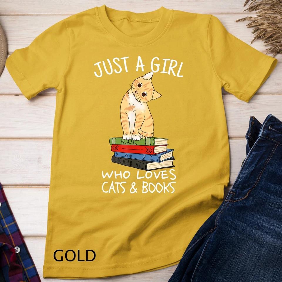 Just A Girl Who Loves Books And Cats - Funny Reading Unisex T-shirt 3 M