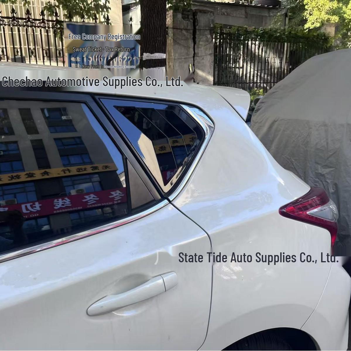 

Nissan Tiida Rear Triangular Window Mustang-Style Louvers for 2016-2025 Models Piano Black Pair