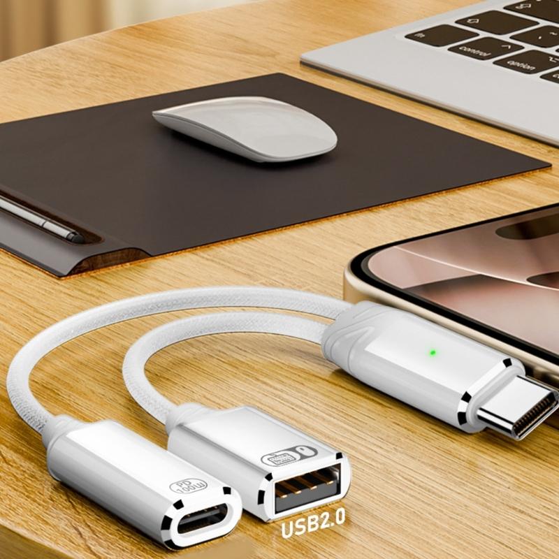 Rozdzielacz USB C Typu C Podwójna Wtyczka 100W Adapter Szybkiego Ładowania Kabel Rozdzielający Typ C Męski do Podwójnego Żeńskiego Kabla dla Telefonu