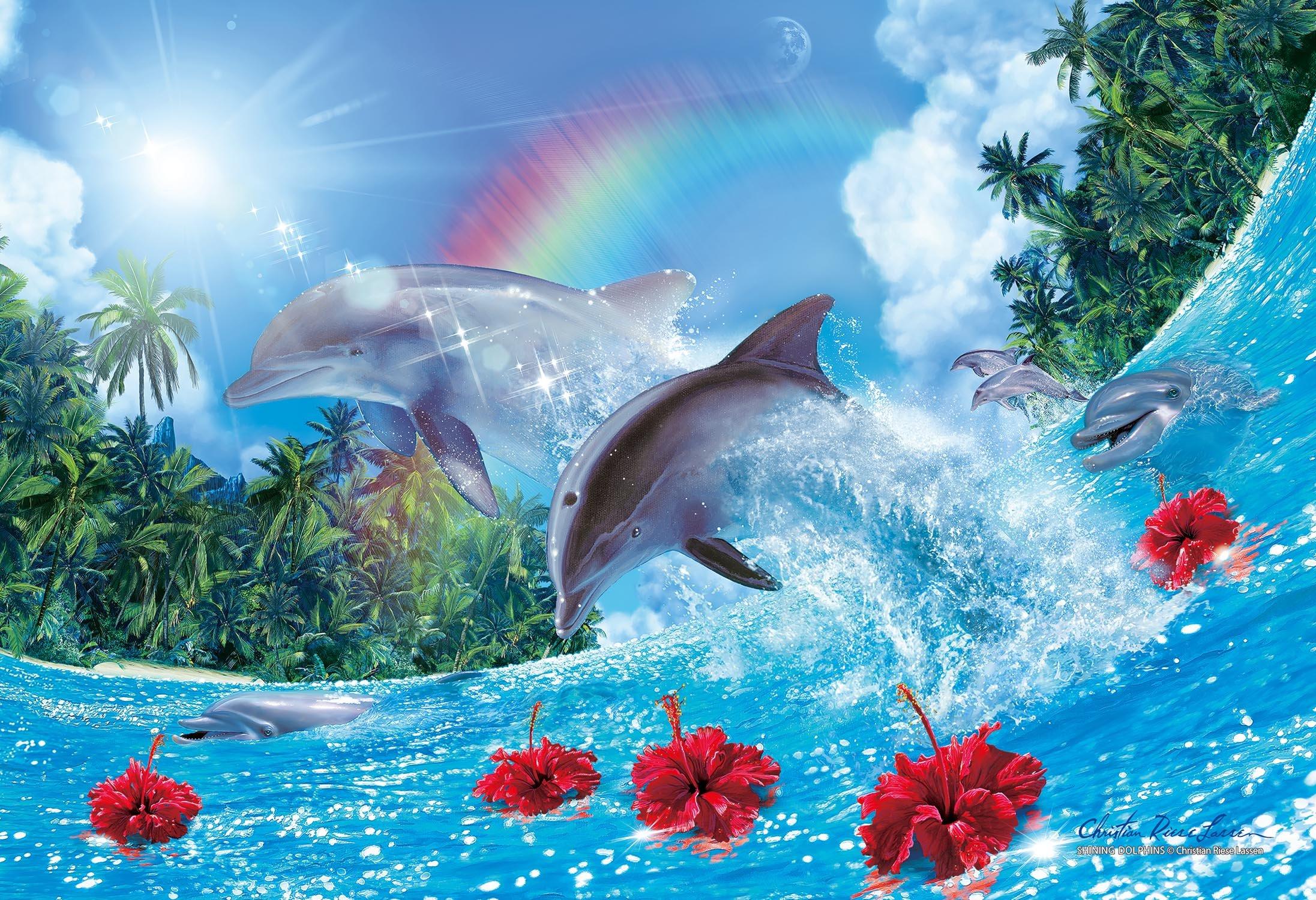 

450 Piece Jigsaw Puzzle Lassen Shining Dolphins Small Piece Cut Jigsaw [Clear Puzzle] (26x38cm)