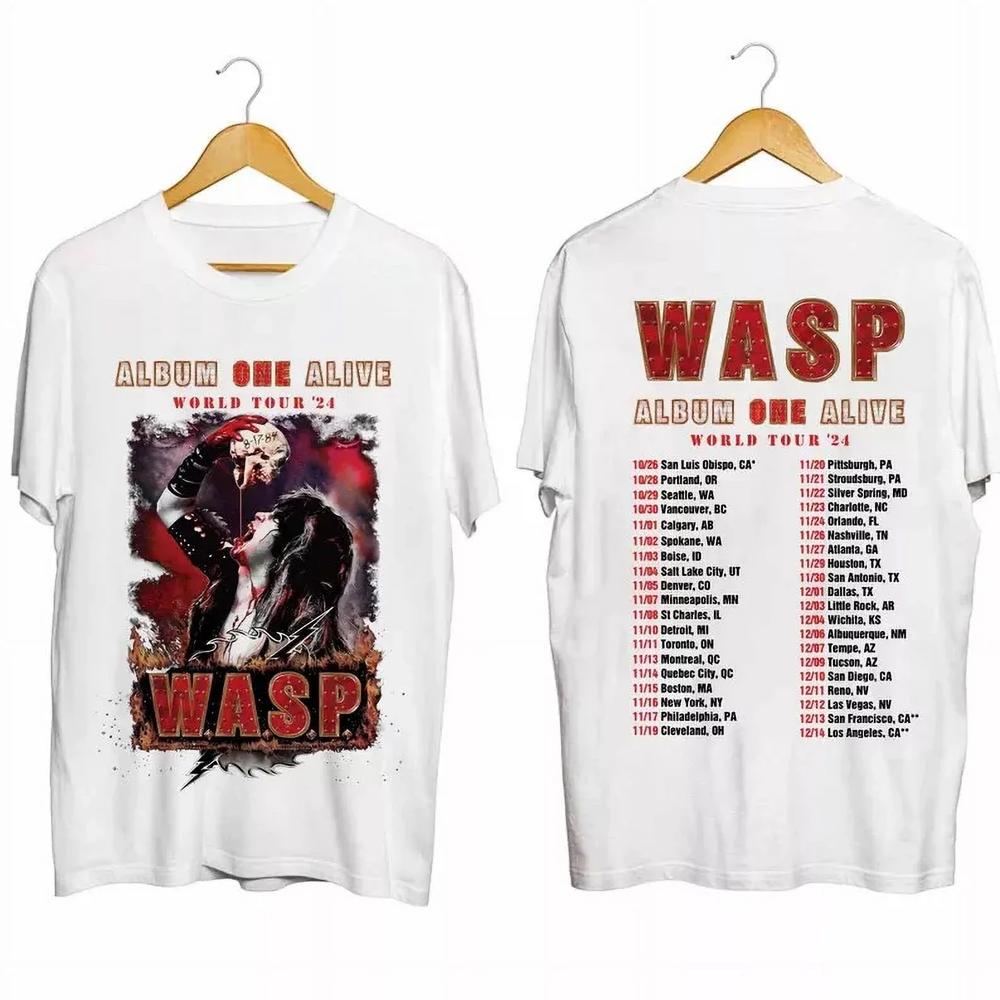 WASP Band Album One Alive Cotton White All Size T Shirt For Men XXL
