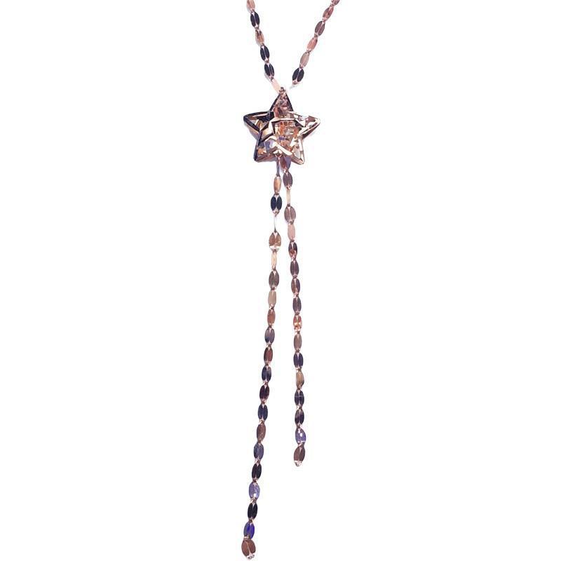 Purple Gold Star Fringe Necklace, Fashionable And Exquisite Foreign Gas-Plated Rose Gold Color Gold Necklace