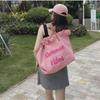 Women's Large Capacity Canvas Tote with Embroidered Letters - Braided Beach & Shoulder Handbag