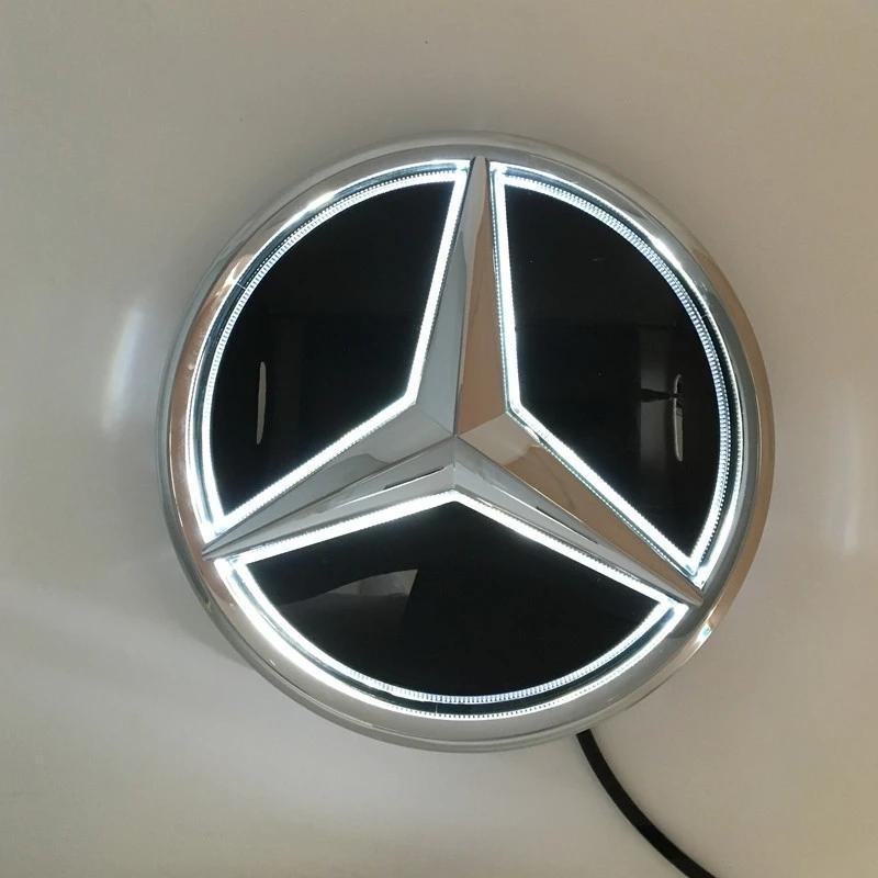 LED Mirror Black Border Silver Border Newest 3D Front Grill Star Logo For Mercedes Benz GLC X253 GLE W167 GLS X167 V W447 Emblem