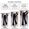 Women's Black Petite High-Waisted Flared Pants - Slimming, Elastic, Floor-Length for Spring, Summer, Autumn
