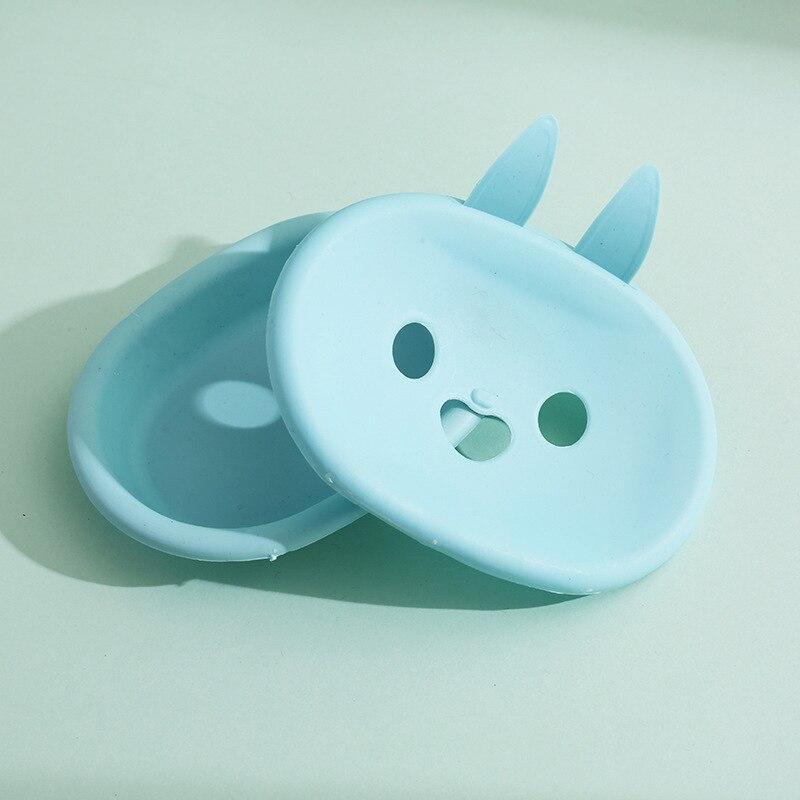 Cute Bunny Soap Box Cartoon Smiley Soap Holder Box Double Layer Bathroom Soap Holder Dish Storage Plate Tray Home Shower Supplie