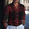 2026 New Style Red, Black, and White Striped Long-Sleeve Shirt for Men, Stylish Slim Fit Lapel Cardigan Casual Top