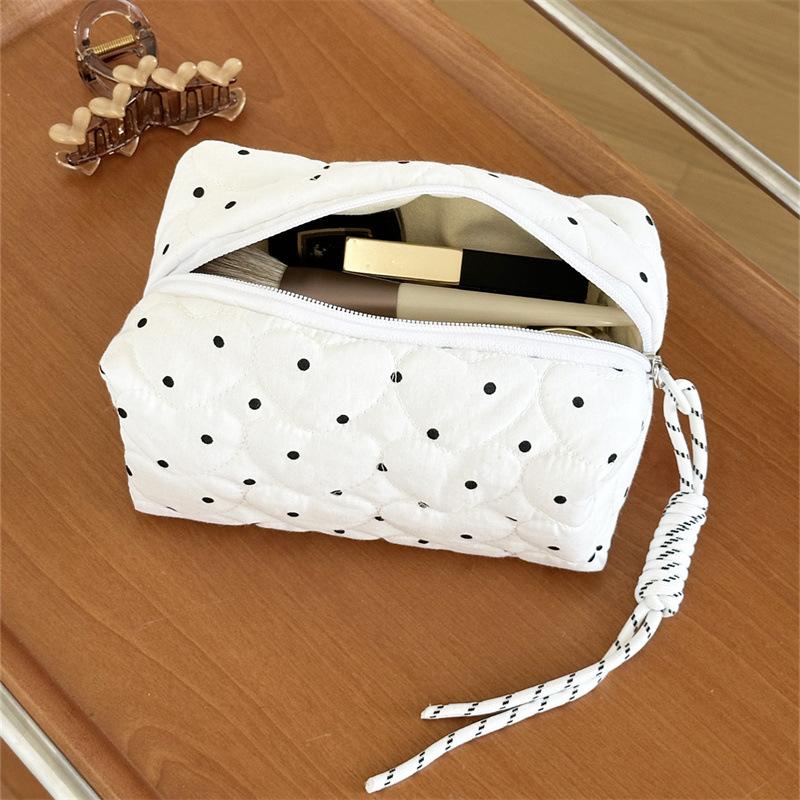 

Quilted Dot Makeup Bag for Women Girl Small Large Lipstick Brush Cosmetic Pouch Case Portable Mini Wallet Coin Purse Bags