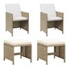 VidaXL Garden Chairs with Stools 2 Pcs Woven Resin Beige 316781
