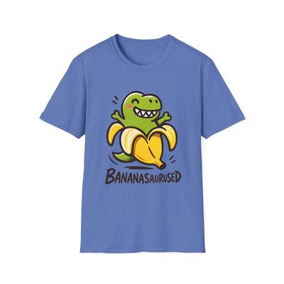 Unisex Softstyle T-Shirt Cartoon Dinosaurier in geschälter Banane Lustiges surreales Tier