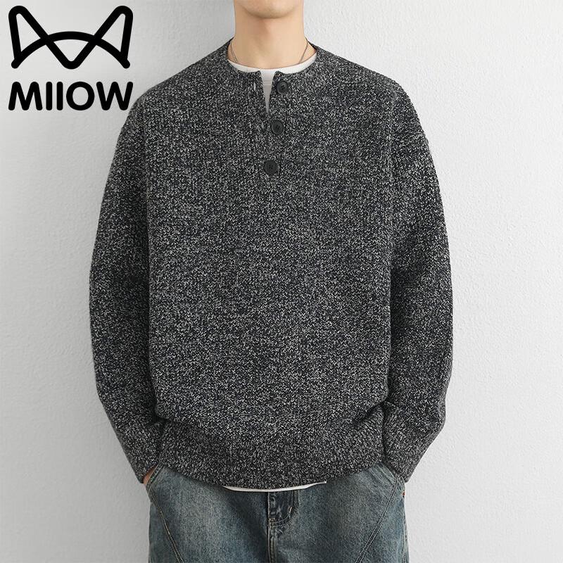 Mao Ren Men's Henley Neck Knit Sweater