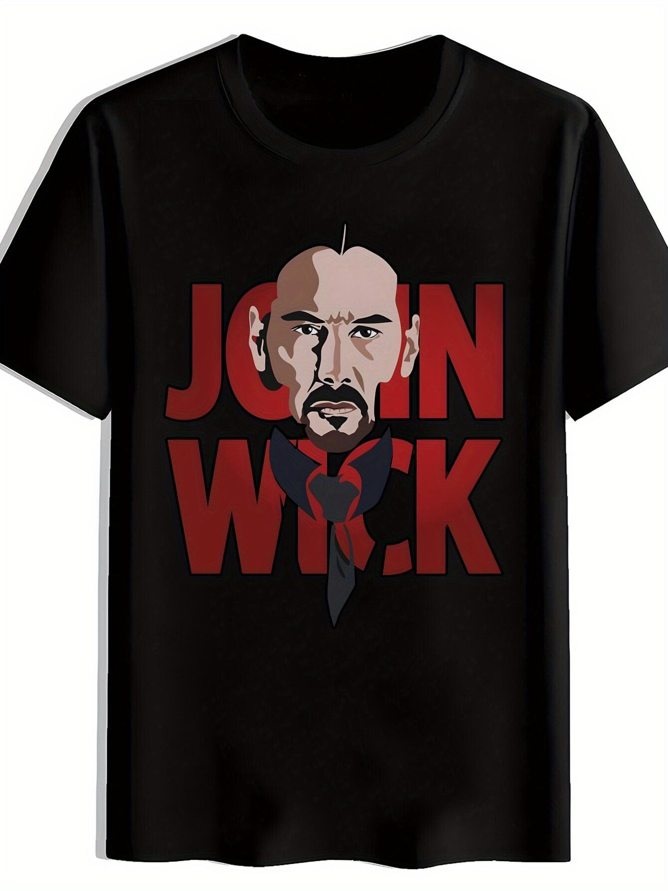 Casual Black T-shirt with Bold JOHN WICK Graphic Print - Short Sleeve XXXL