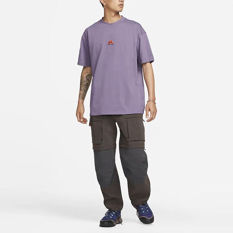 Nike ACG Einfarbige Kleinlogo Rundhals Freizeit Kurzarm T-Shirt Herren Oberteile Lila DQ1816-553