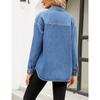 Women's Loose Long Sleeve Denim Jacket Shirt Casual Button-down with Pockets Versatile Denim Top for Women European American Size