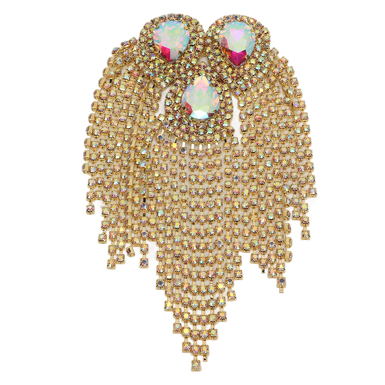 Rhinestone Tassel Shoulder Epaulet Decorative Shoulder Board Badge Exquisite Tassel Epaulet for Party