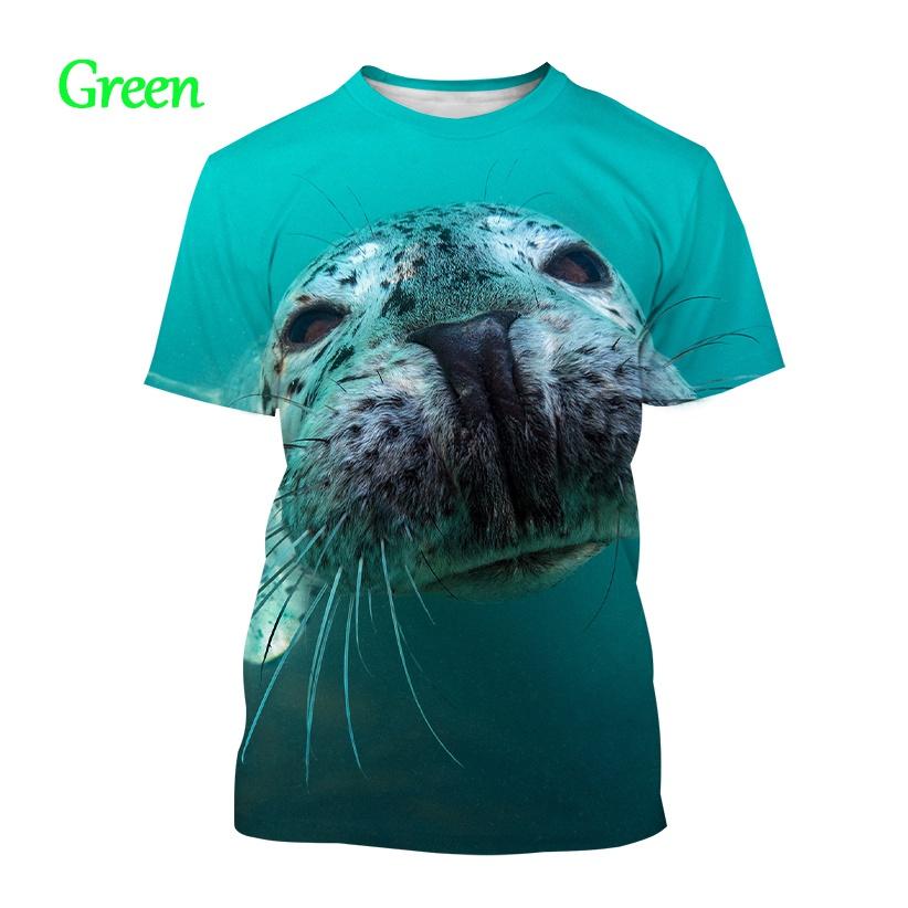 T-shirts Animals Funny Seal Fashion Summer Crew Neck 3D Print TShirts Boy Girl Kawaii Oversized  Casual Streetwear Tee Clothes