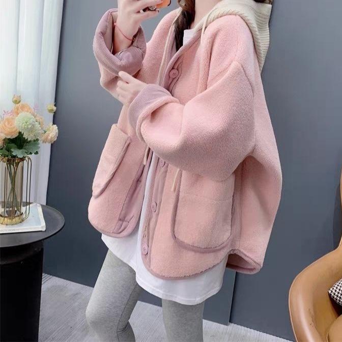 

Women s Lamb Wool Coat - Milk-Style, Loose, Thickened, Casual, Autumn/Winter New Arrival L