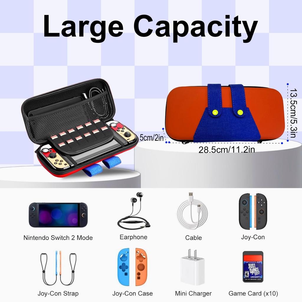 Carrying Case for Switch 2 Model(2025),Portable Hard Shell Carry Game Bag for Switch 2 Console and Accessories with 10 Game