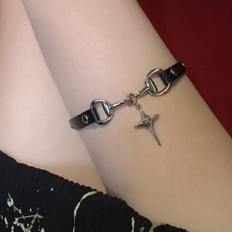2026 New Punk Dark PU Leather Cross Chocker Neck Strap Daily Clavicle Chain Collar Female