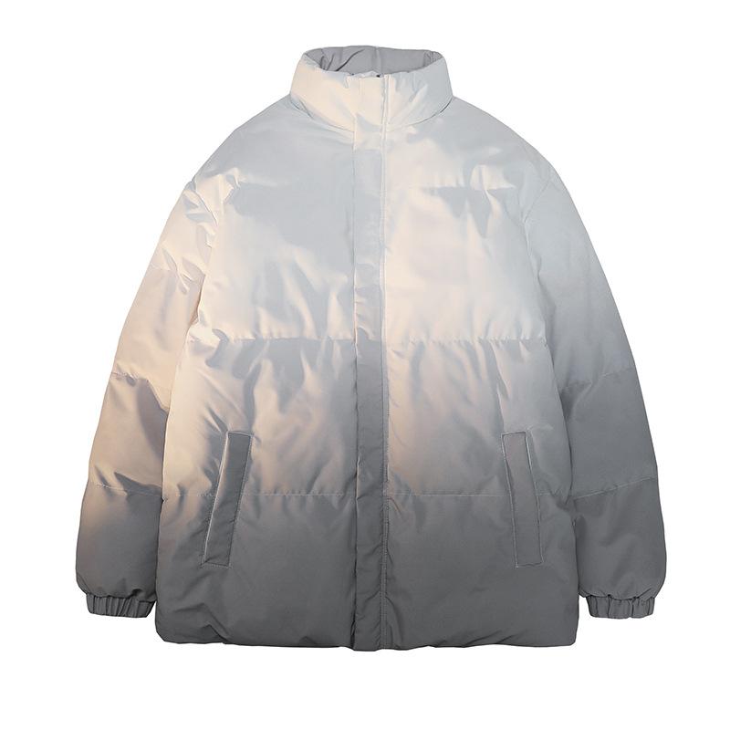 

Зимнее новое градиентное хлопковое пальто Мужское хлопковое пальто тай-дай Однотонное пальто-стойка Плюс бархат Утолщенное Свободное пальто-пуховик 3XL