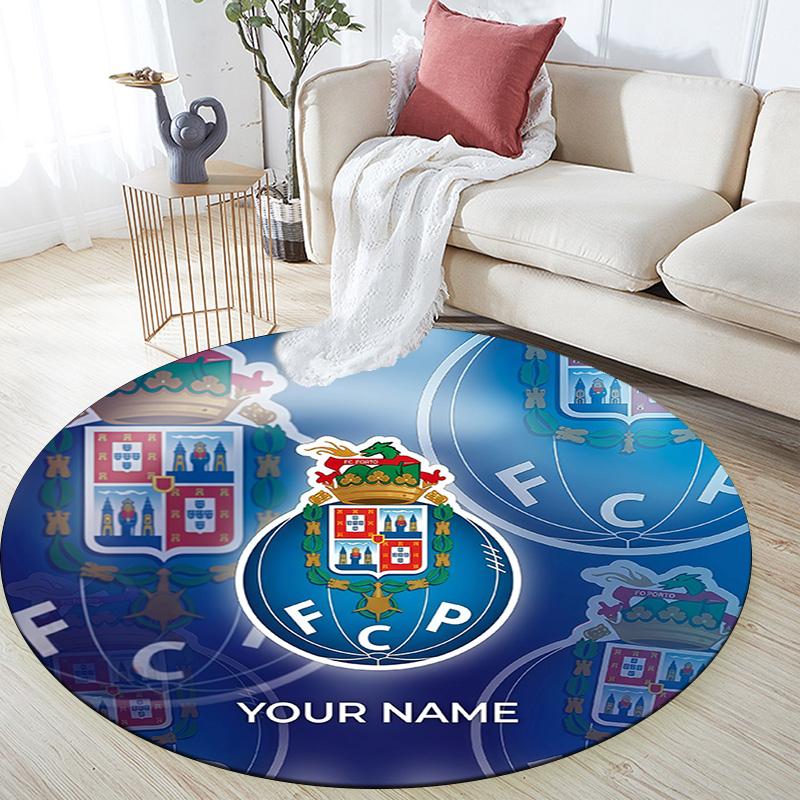 Custom Name Futebol Clube Do Porto2 Round Area Rug,Carpet Rug for Living Room Bedroom Sofa Playroom Decor,Non-slip Floor Mat