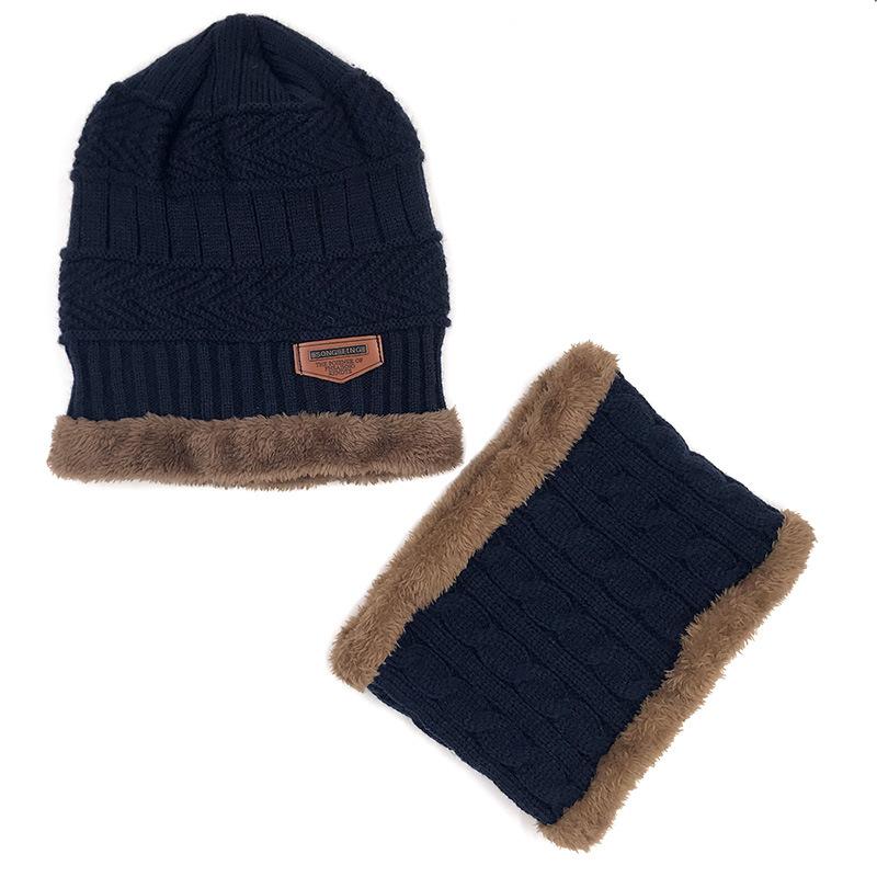 Adult Winter Wool Hat, Men'S Velvet Knitted Hat, Women'S Pullover Scarf, Two-Piece Hat Scarf