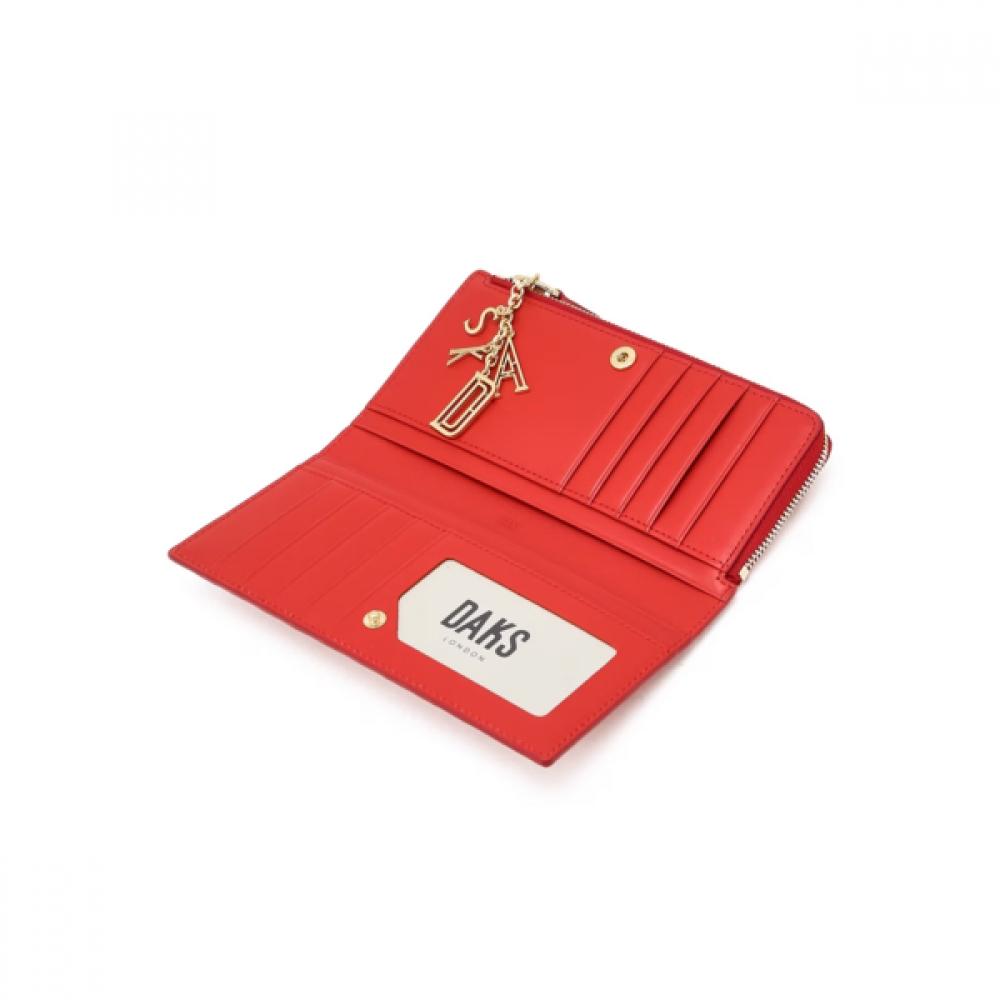 Daks Red Dd Logo Slim Leather 2 Fold Wallet Dcwa6e538r2