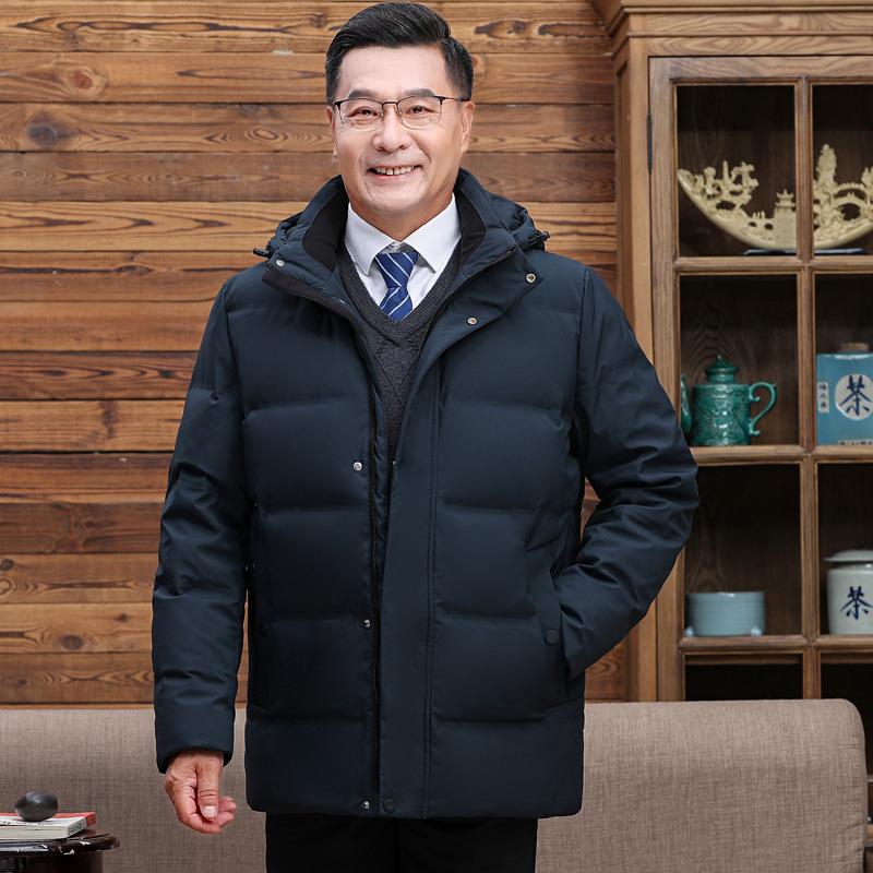 2025 Middle-aged and Elderly Down Jacket Men's Dad Wear Thickened Winter Style Father Grandpa Outfit Plus Size Short Warm Jacket