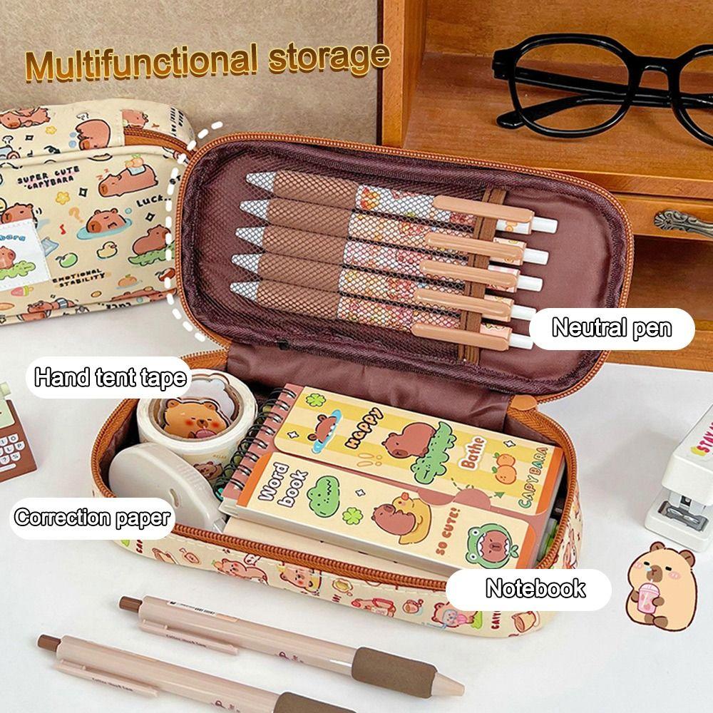 Cartoonmuster Capybara Federmäppchen Canvas Stiftebox Neue Stiftetasche
