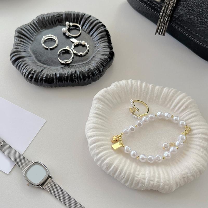 Artistic Ceramic Jewelry Holder Dish Unique Asymmetrical Design for Earring Necklace Ring Storage Bathroom Bedroom Decors