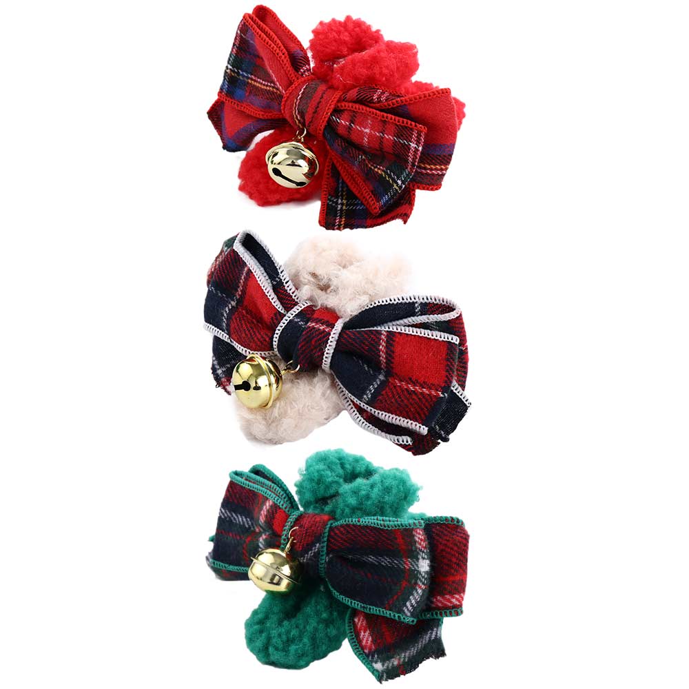 Elegant Plush Bow Christmas Bell Women Hair Claws Autumn Hairgrip Shark Clip Korean Ponytail Holder