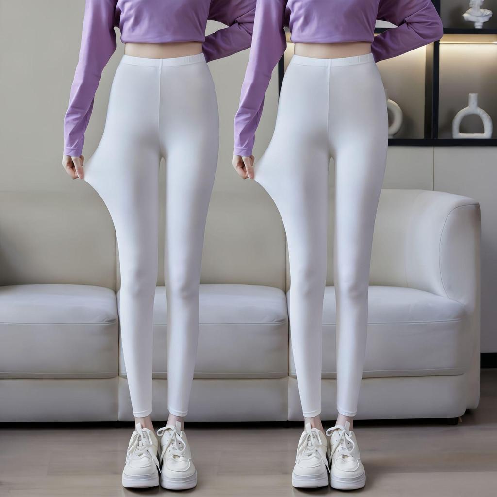 Women's Modal High-Waisted Leggings, Nine-Tenths Length, Skinny Fit, Plus Size, High Stretch, Slimming Yoga Pants for Spring/Summer.