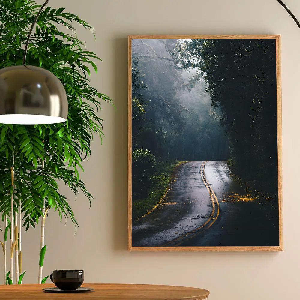 

1 шт. Темно-зеленый лес, туманный горный пейзаж, природный пейзаж, HD-постеры, домашняя комната, бар, кафе, декор, искусство, настенная живопись, картина 21cm×30cm NoFrame